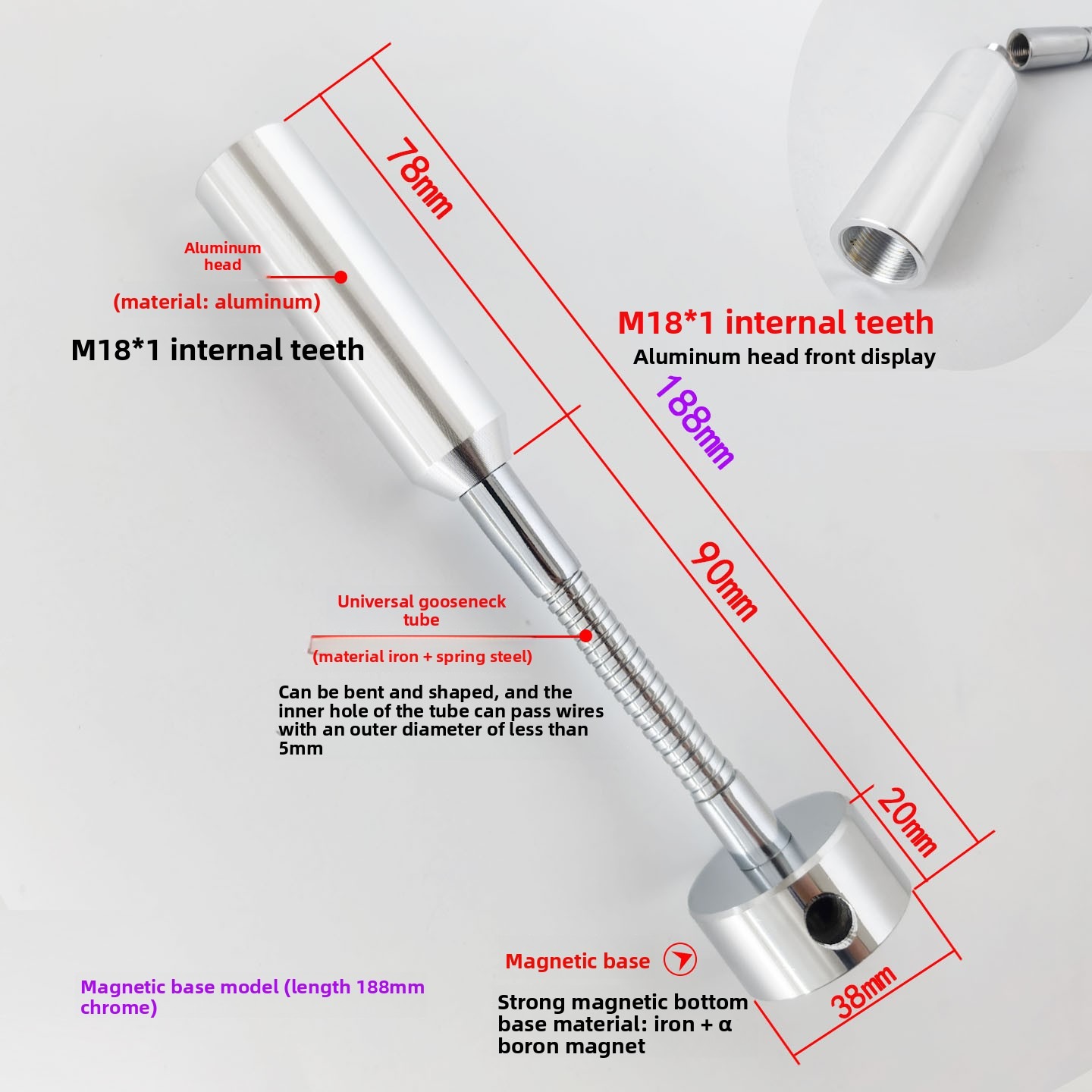 RG008 188mm Gooseneck Spec Sheet