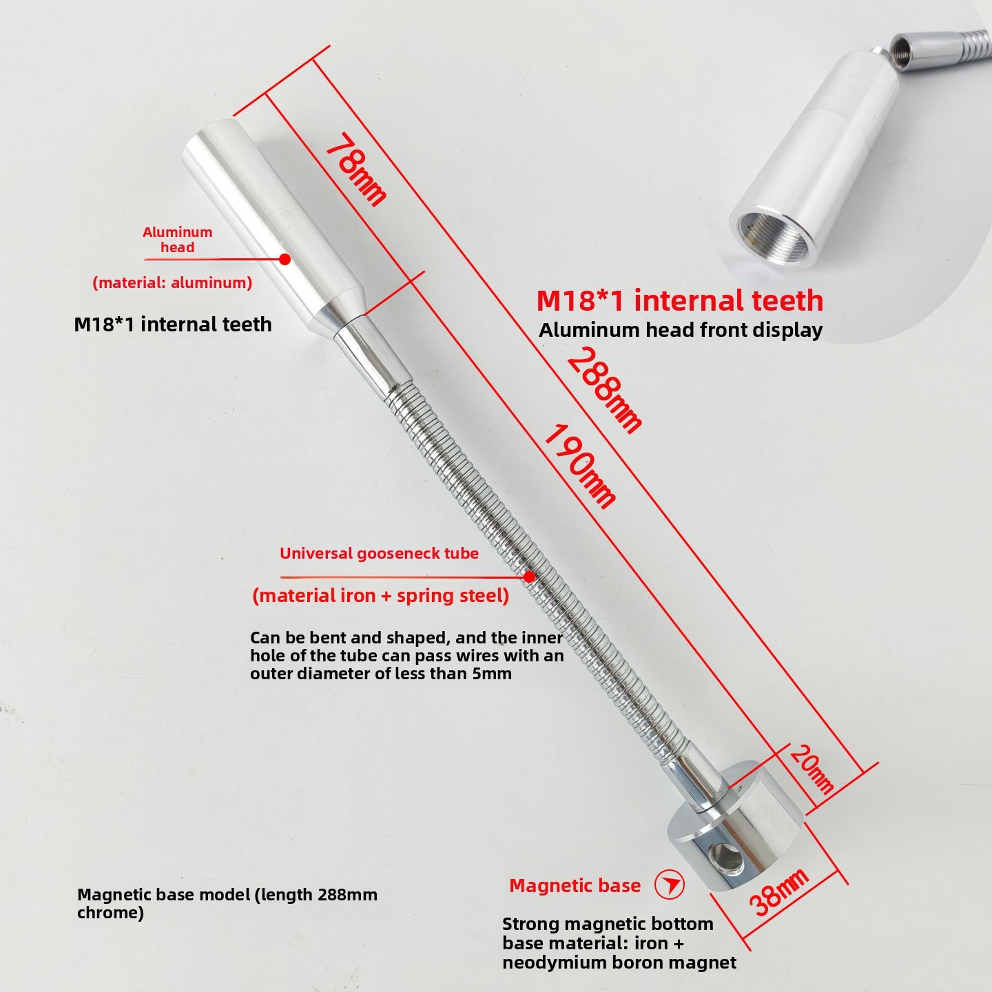 RG008 288mm Gooseneck Spec Sheet