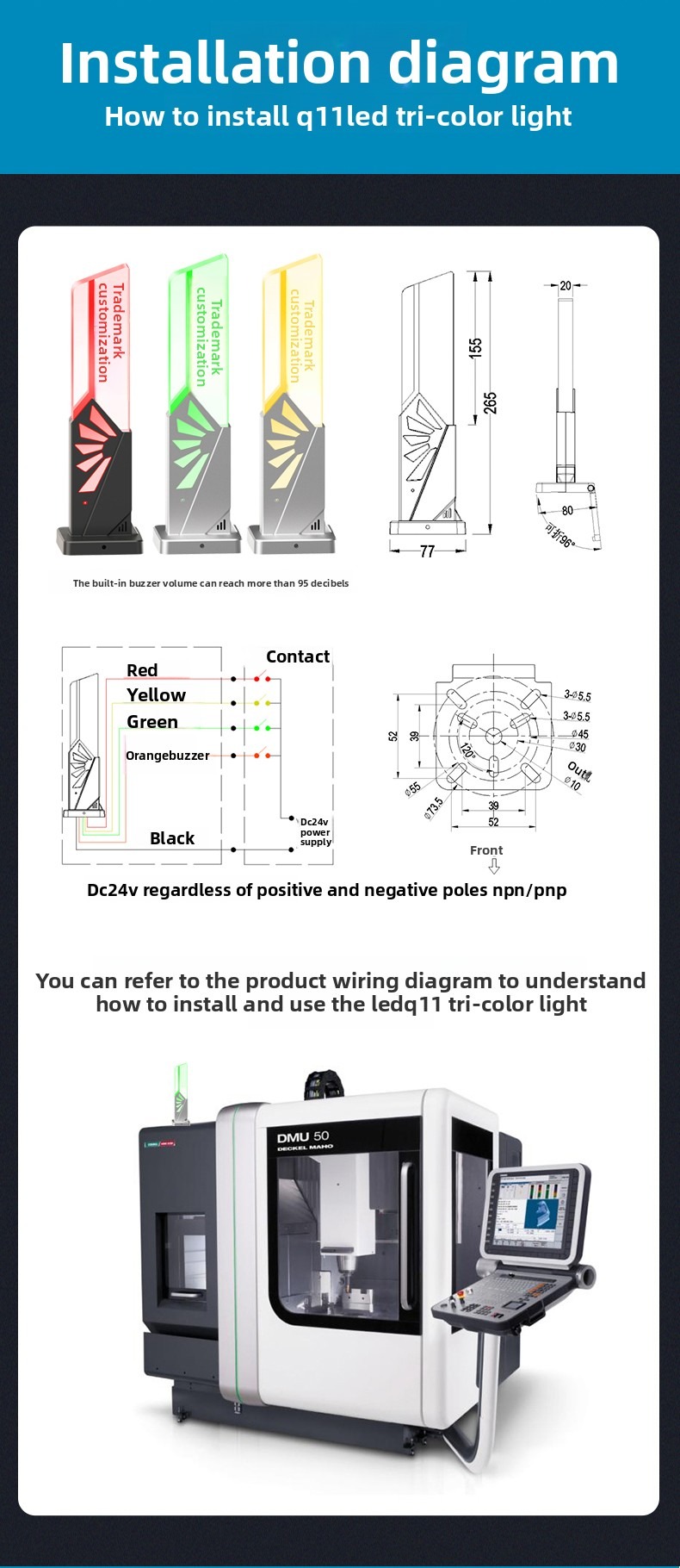 Q11 Installation Dimensions and Wiring Diagram